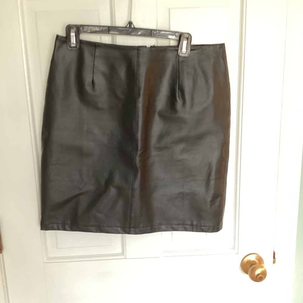 Faux black leather skirt